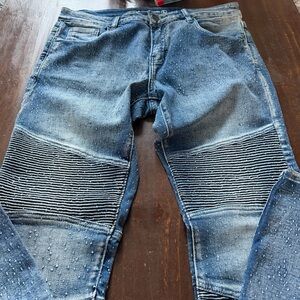 Crysp Denim Light Blue Textured Distressed Jeans 34x30